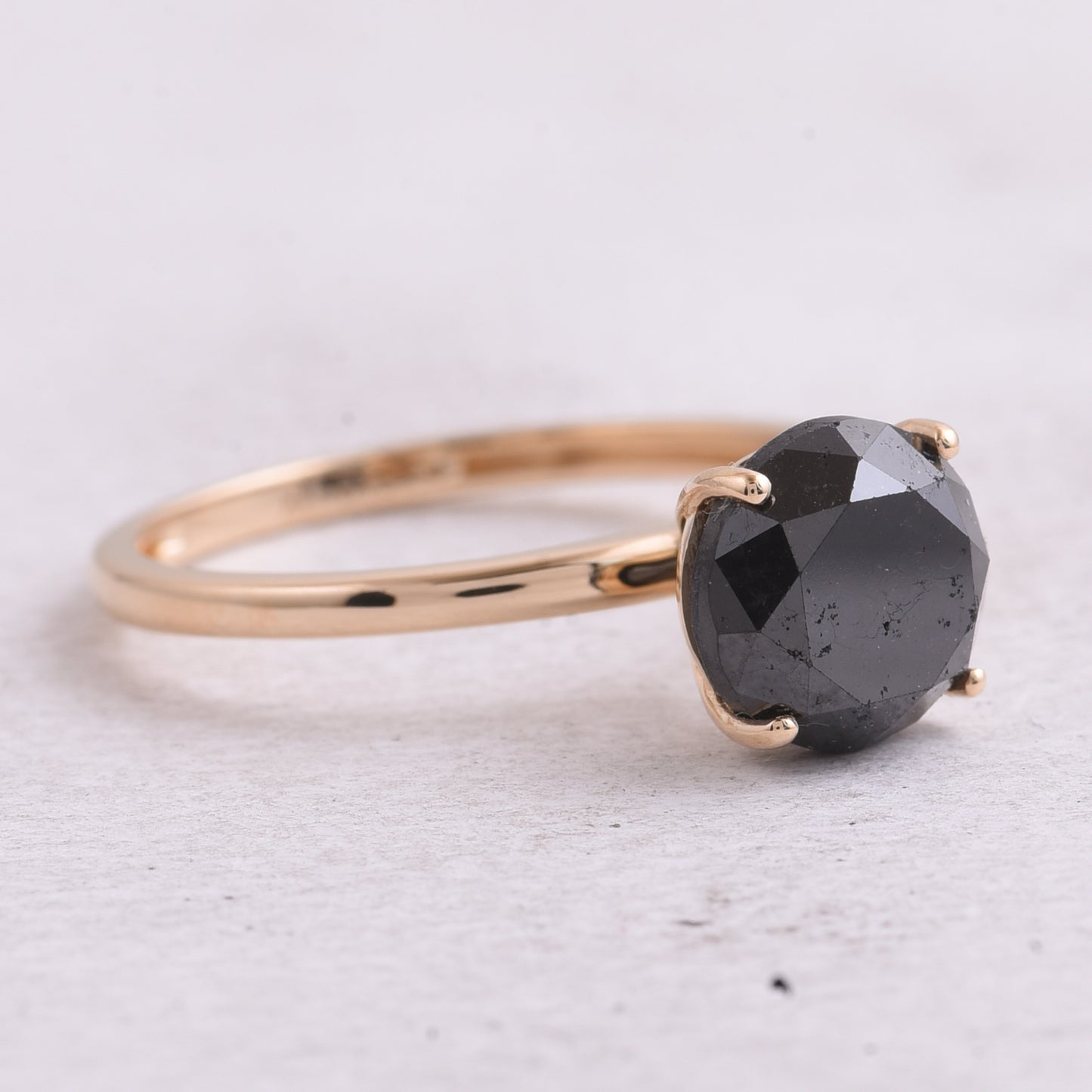3.03 Ct Round Black Diamond 14K Gold Ring