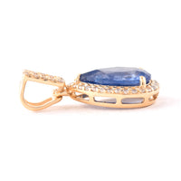 1.40 Ct Pear Mixed Cut Natural Sapphire 14K Gold Pendant