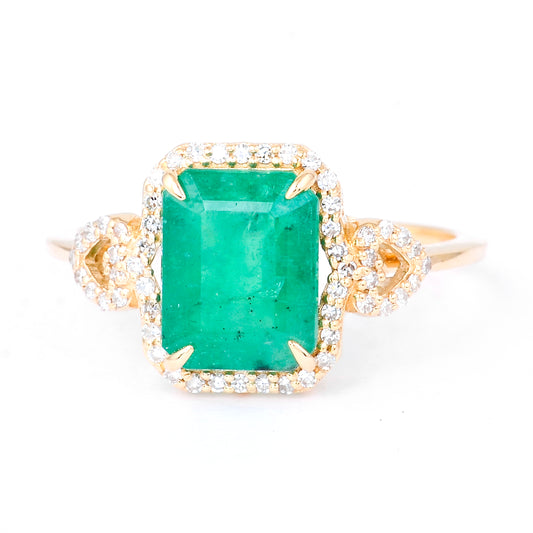 2.48 Ct Octagon Natural Emerald 14K Gold Ring