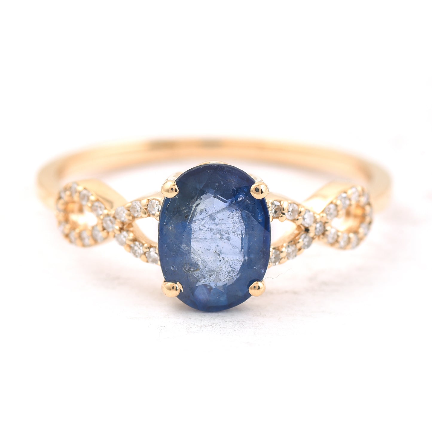 1.38 Ct Oval Mixed Cut Natural Sapphire 14K Gold Ring