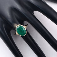 4.71 Ct Oval Mixed Cut Natural Emerald 14K Gold Ring