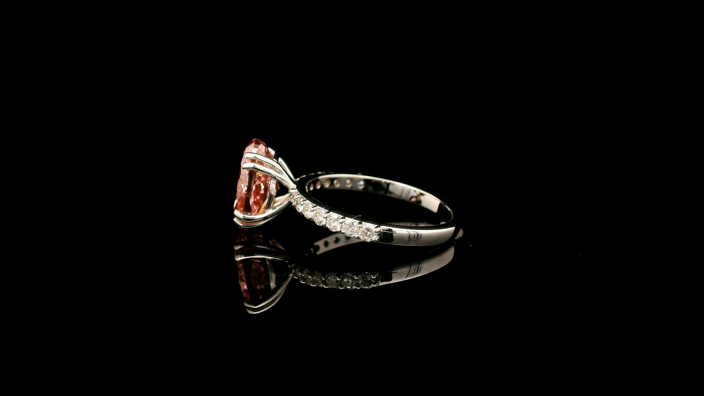 3.35 Carats Pink Lab Grown Diamond 14K Gold Ring