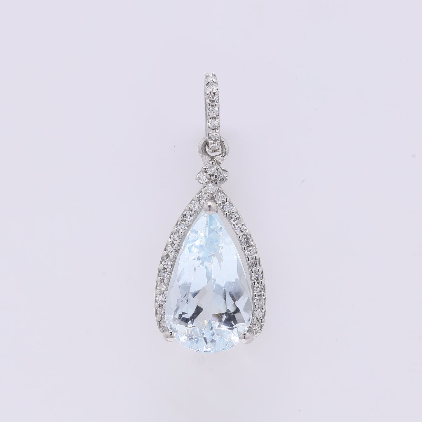 2.59 Ct Pear Mixed Cut Natural Aquamarine 950 Platinum Pendant