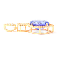 4.21 Ct Oval Mixed Cut Natural Tanzanite 14K Gold Pendant