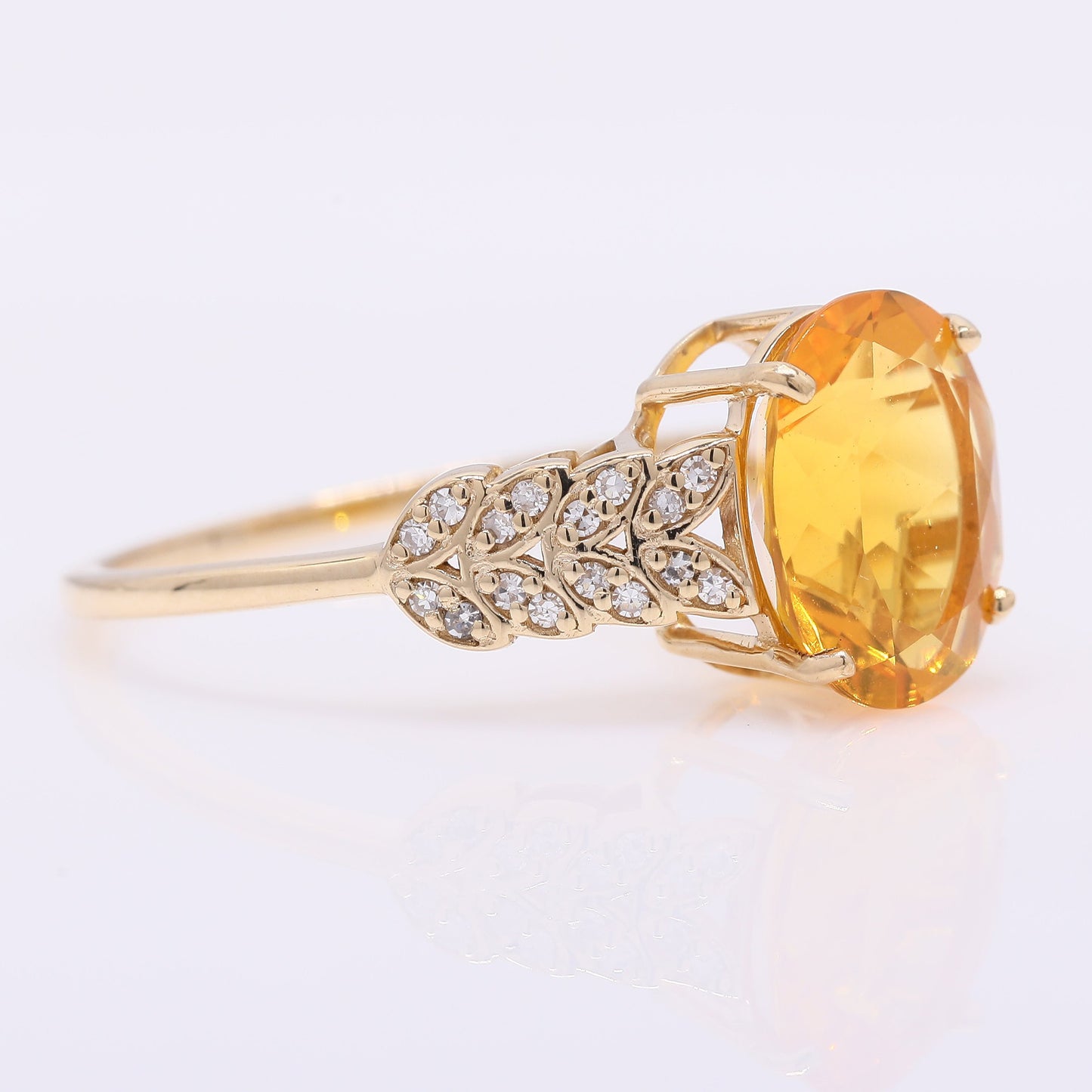 1.93 Ct Oval Mixed Cut Natural Fire Opal 14K Gold Ring