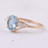 1.20 Ct Oval Natural Aquamarine 14K Gold Ring