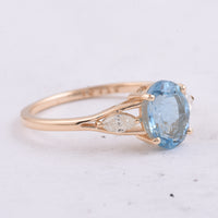 1.26 Ct Oval Natural Aquamarine 14K Gold Ring