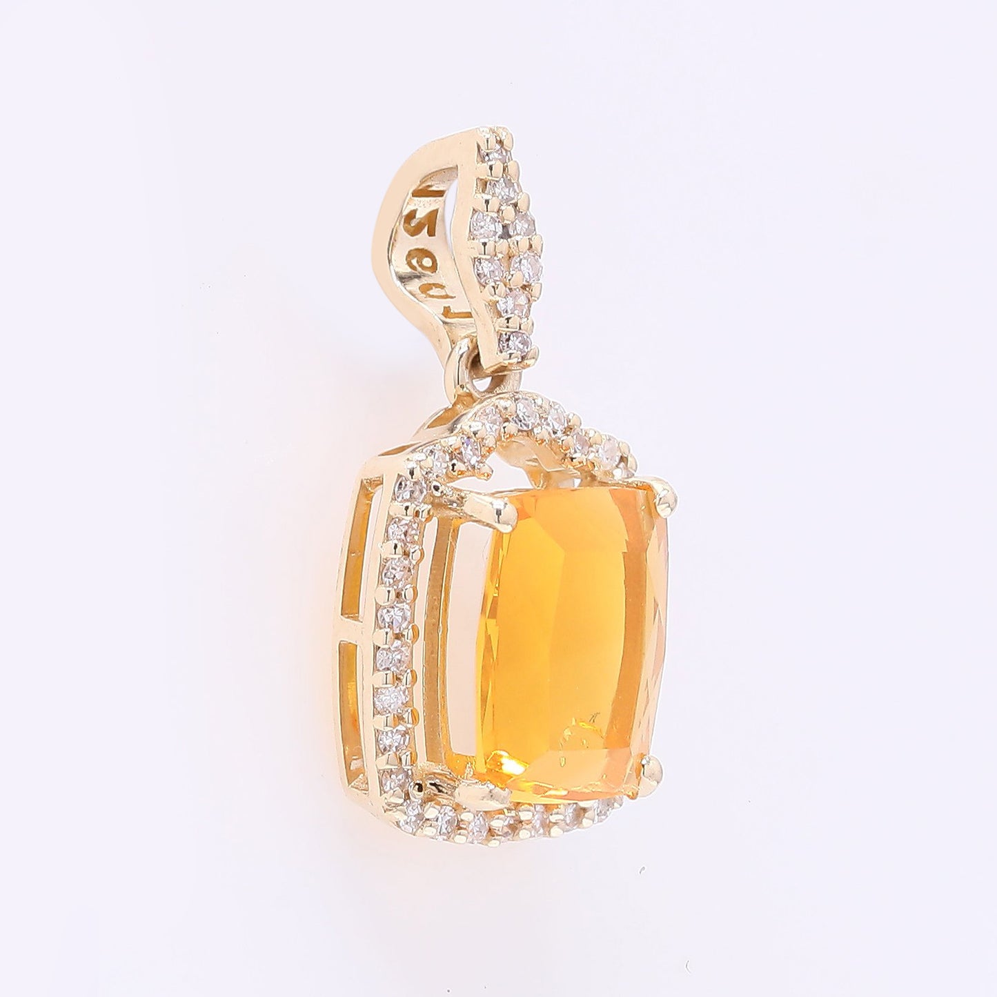 1.17 Ct Cushion Mixed Cut Natural Fire Opal 14K Gold Pendant
