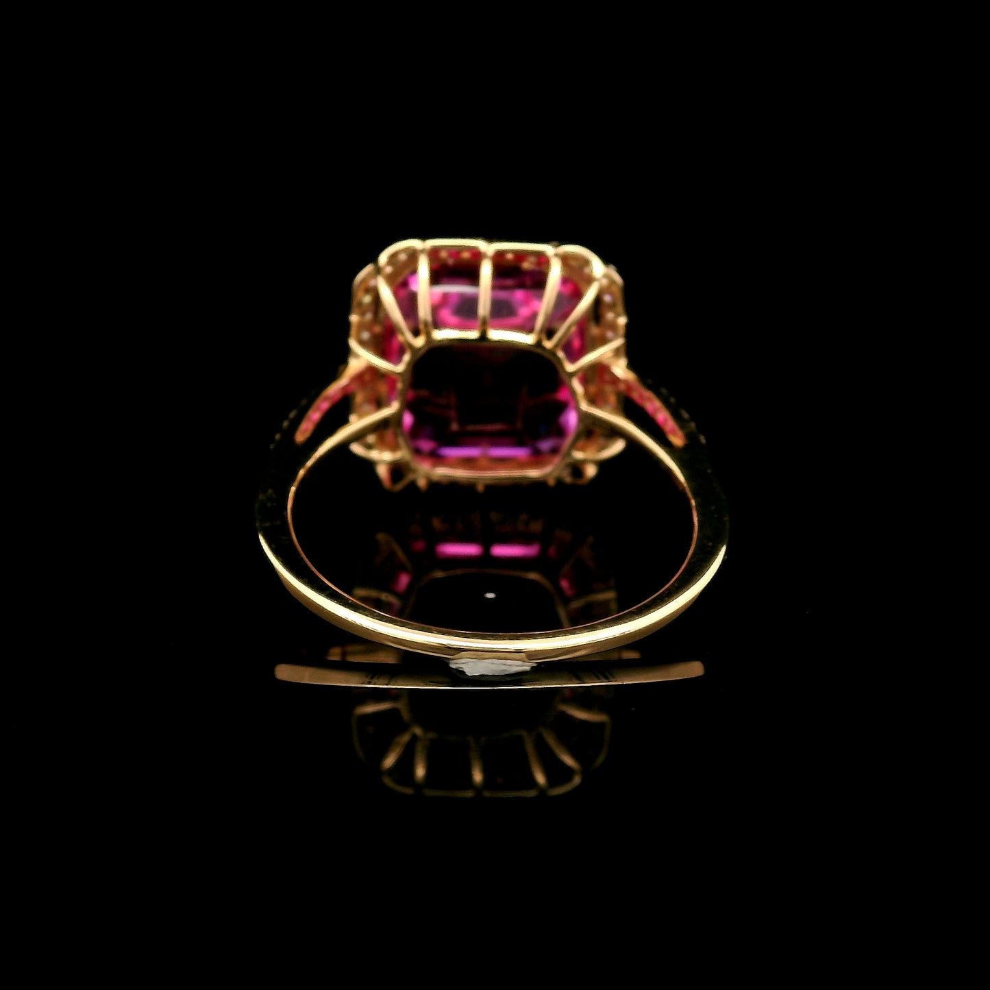 8.41 Ct Emerald Cut Lab Grown Pink Sapphire 14K Gold Ring