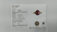 5.61 Ct Pear Cabochon Natural Corundum Ruby 14K Gold Ring