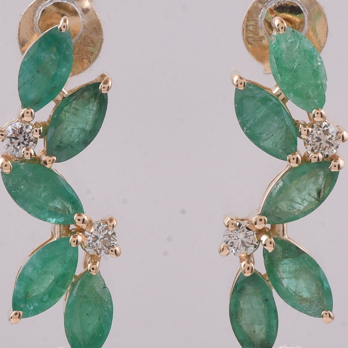 1.46 Ct Marquise Natural Emerald 14K Gold Earrings