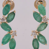 1.46 Ct Marquise Natural Emerald 14K Gold Earrings