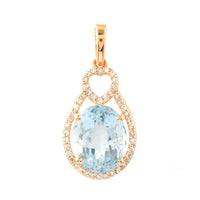 2.83 Ct Oval Mixed Cut Natural Aquamarine 14K Gold Pendant