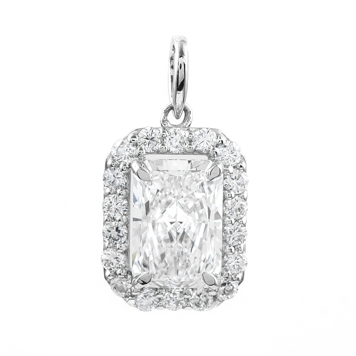 2.34 Ct Cut Cornere Rectangular Modifie Brilliant Lab Grown Diamond 950 Platinum Pendant