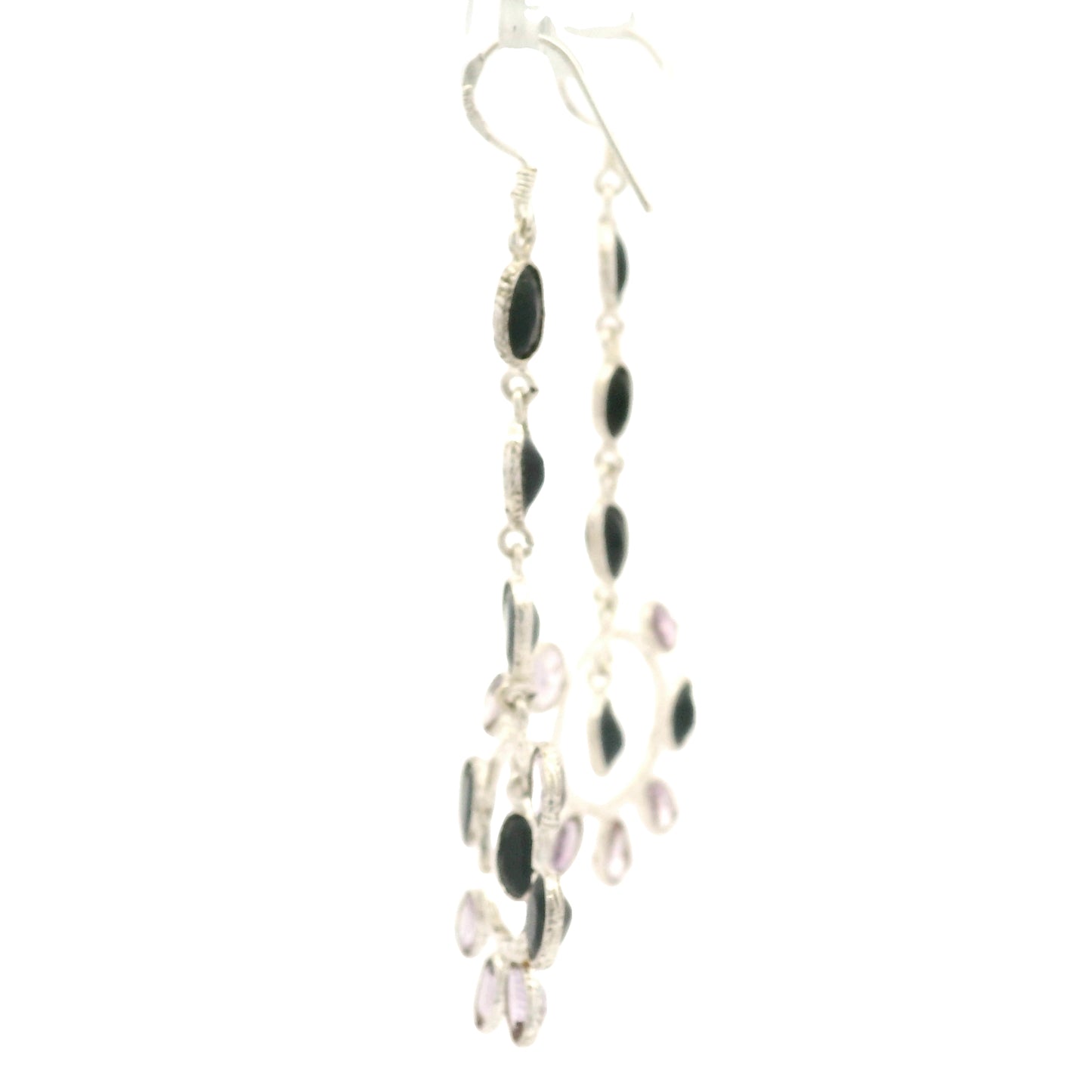 18.43 Ct Sapphire, Amethyst 925 Sterling Silver Earrings