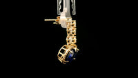 8.67 Ct Oval Lab Grown Blue Sapphire 14K Gold Earrings