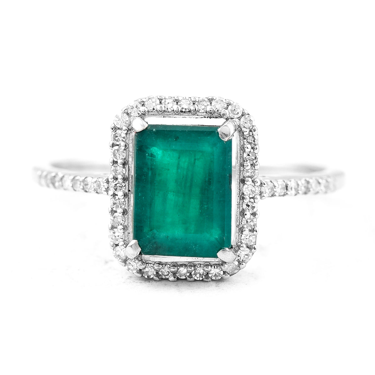 1.71 Ct Octagon Step Cut Natural Emerald 950 Platinum Ring