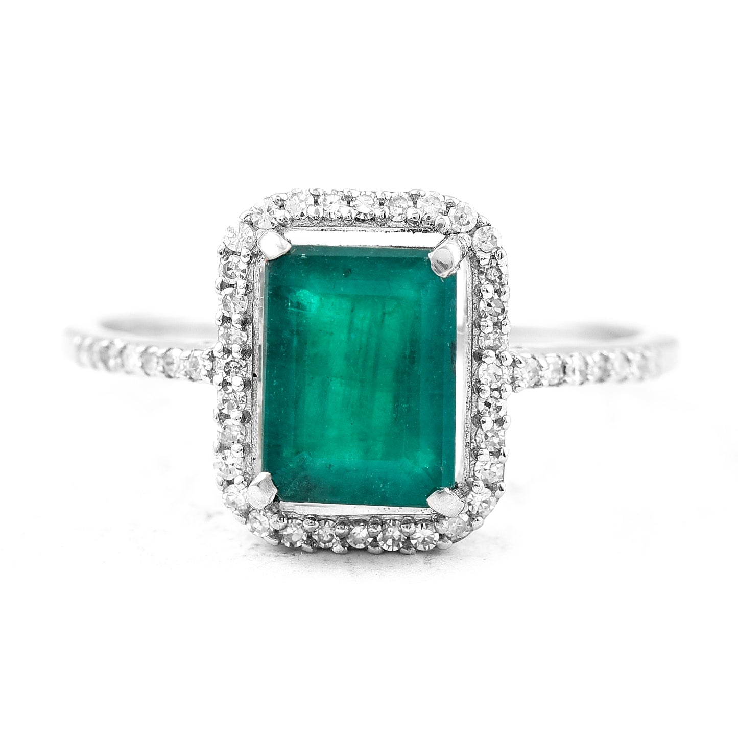1.71 Ct Octagon Step Cut Natural Emerald 950 Platinum Ring