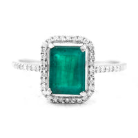 1.71 Ct Octagon Step Cut Natural Emerald 950 Platinum Ring