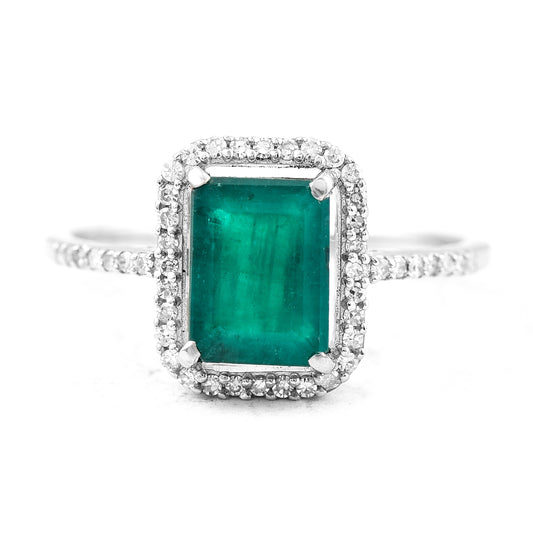 1.71 Ct Octagon Step Cut Natural Emerald 950 Platinum Ring