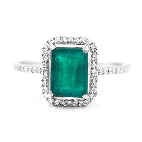 1.71 Ct Octagon Step Cut Natural Emerald 950 Platinum Ring