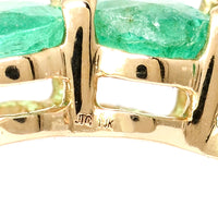3.57 Ct Oval Mixed Cut Natural Beryl Emerald 14K Gold Ring