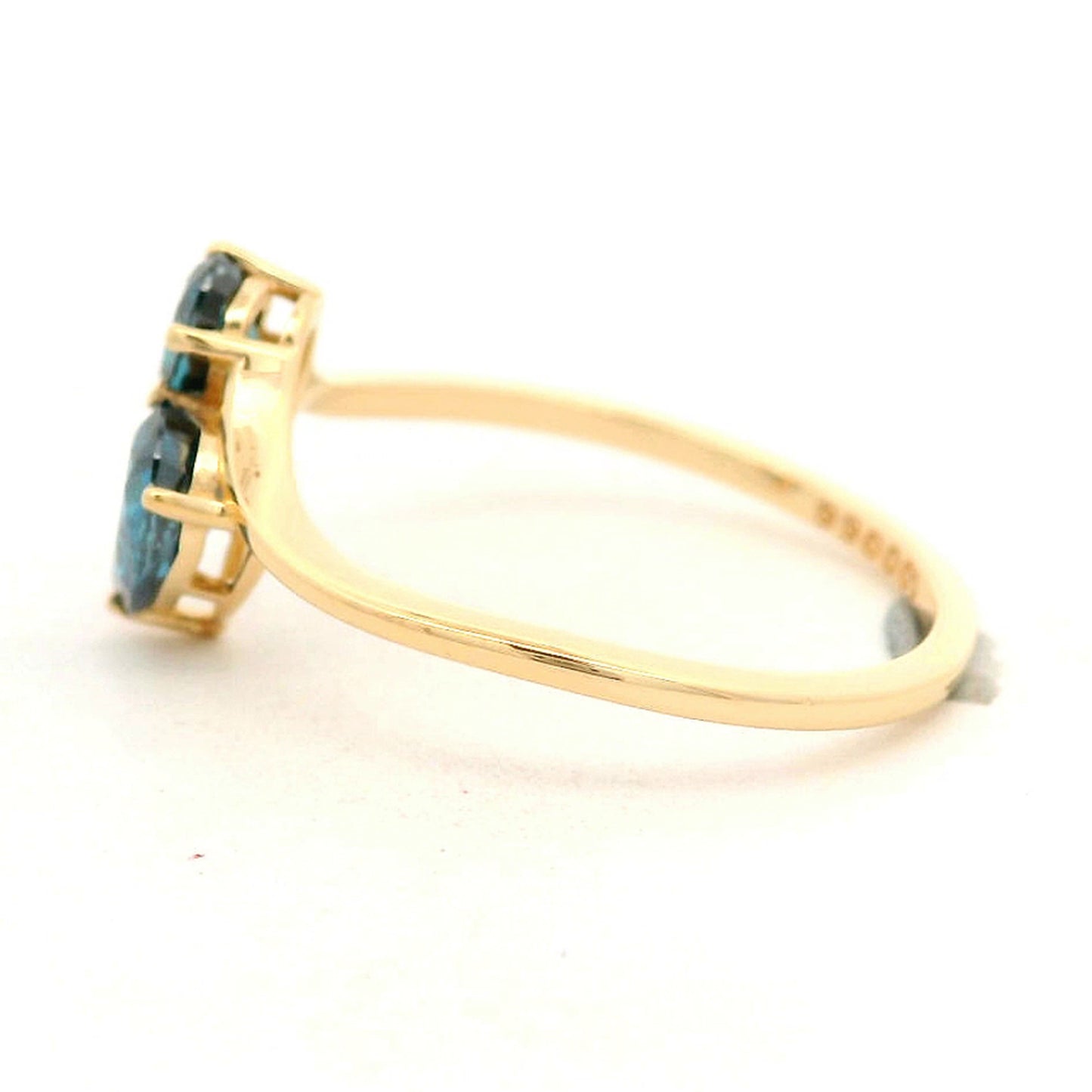 0.87 Ct Pear Blue Diamond 14K Gold Ring