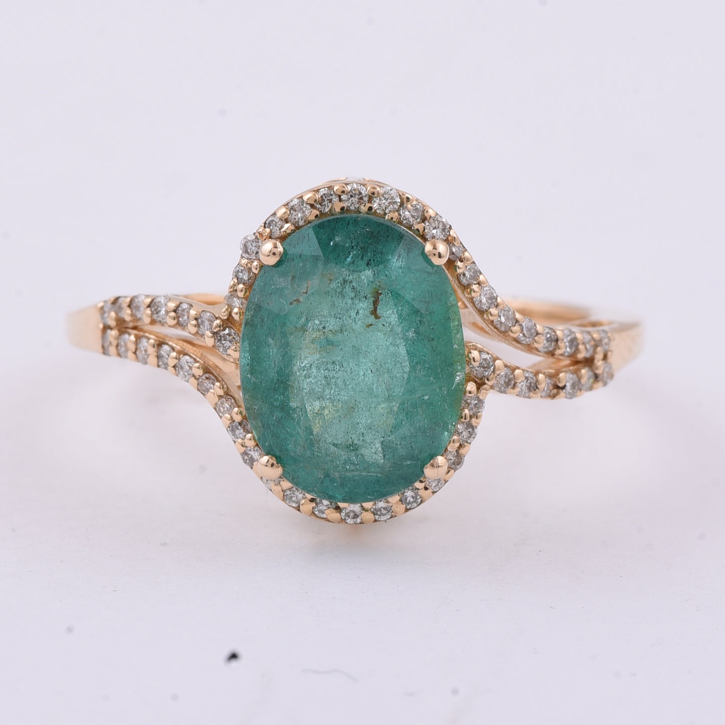 2.50 Ct Oval Natural Emerald 14K Gold Ring