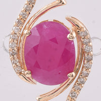 2.80 Ct Oval Natural Ruby 14K Gold Pendant