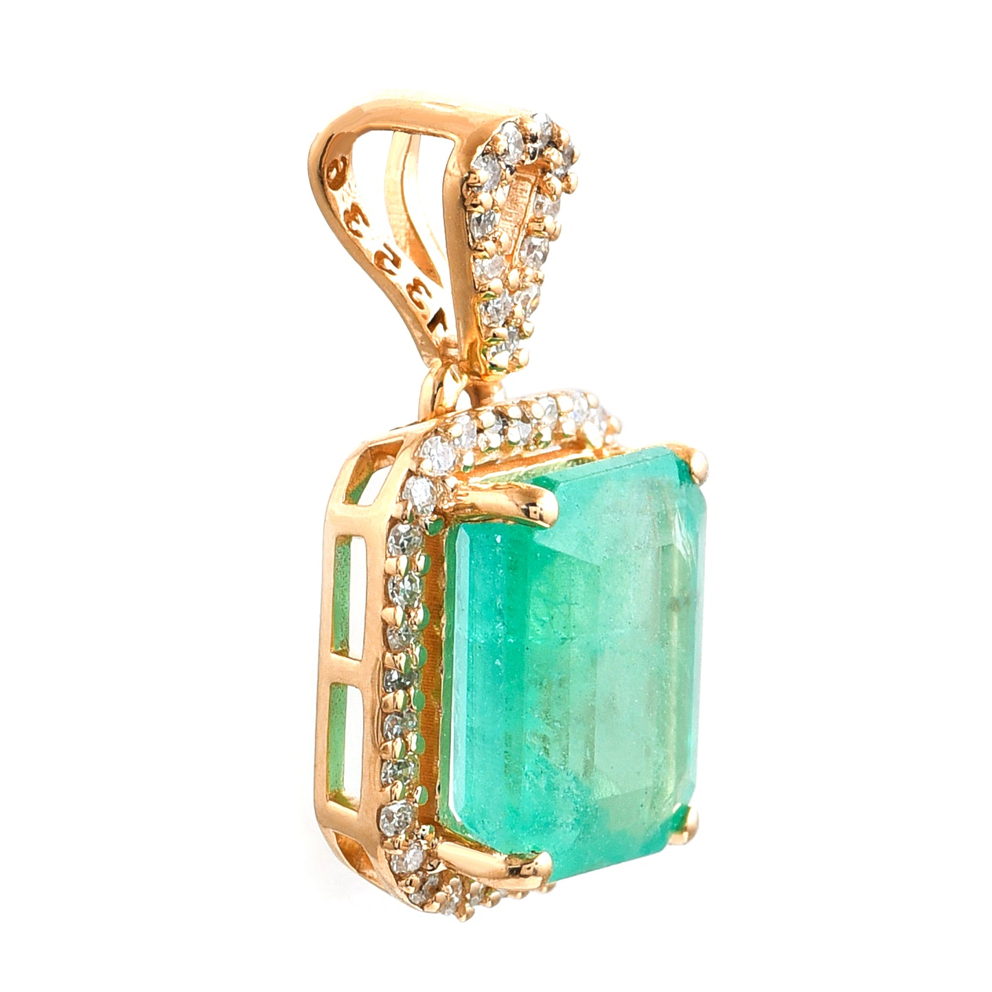 1.04 Ct Octagon Step Cut Natural Emerald 14K Gold Pendant