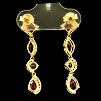 2.69 Ct Pear Rubellite 14K Gold Earrings