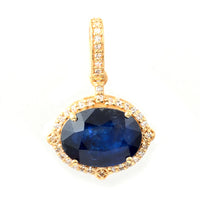 3.55 Ct Oval Mixed Cut Natural Sapphire 14K Gold Pendant