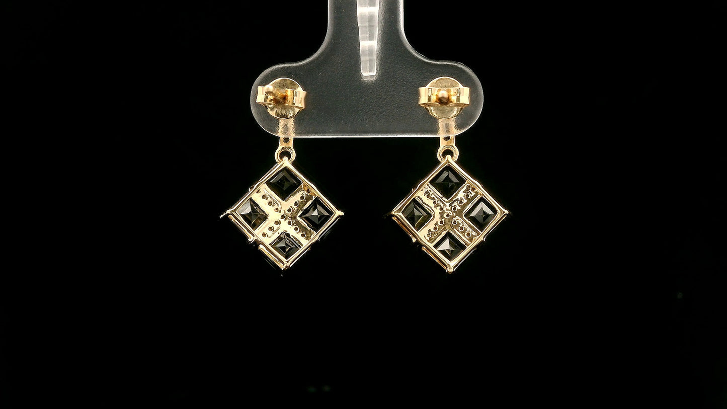 3.39 Ct Square Tourmaline 14K Gold Earrings