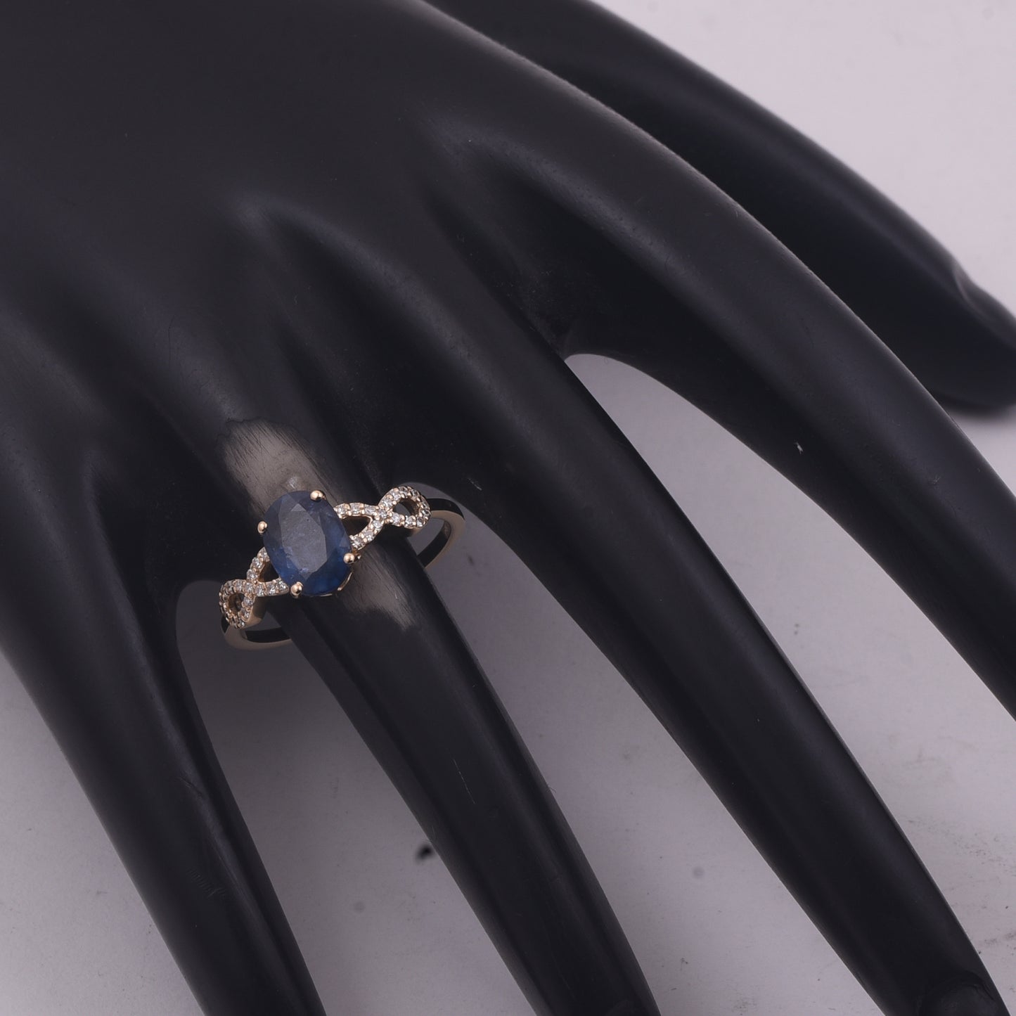 1.38 Ct Oval Mixed Cut Natural Sapphire 14K Gold Ring