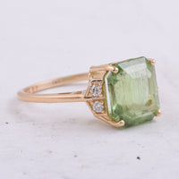 4.98 Ct Octagon Step Cut Natural Peridot 14K Gold Pendant