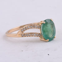 1.73 Ct Oval Natural Emerald 14K Gold Ring