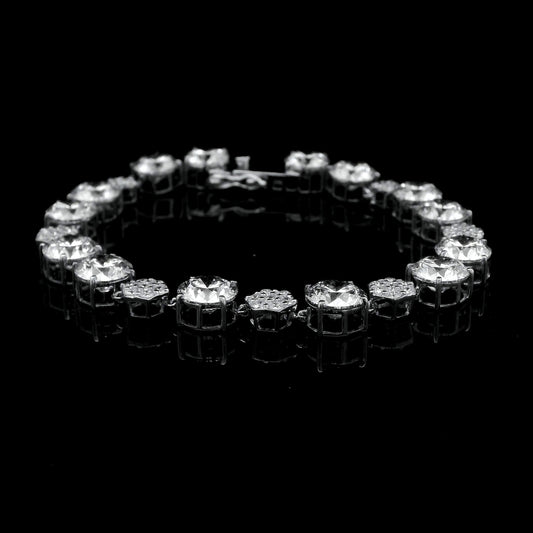 22.64 Ct Round Lab Grown Diamond 14K Gold Bracelet