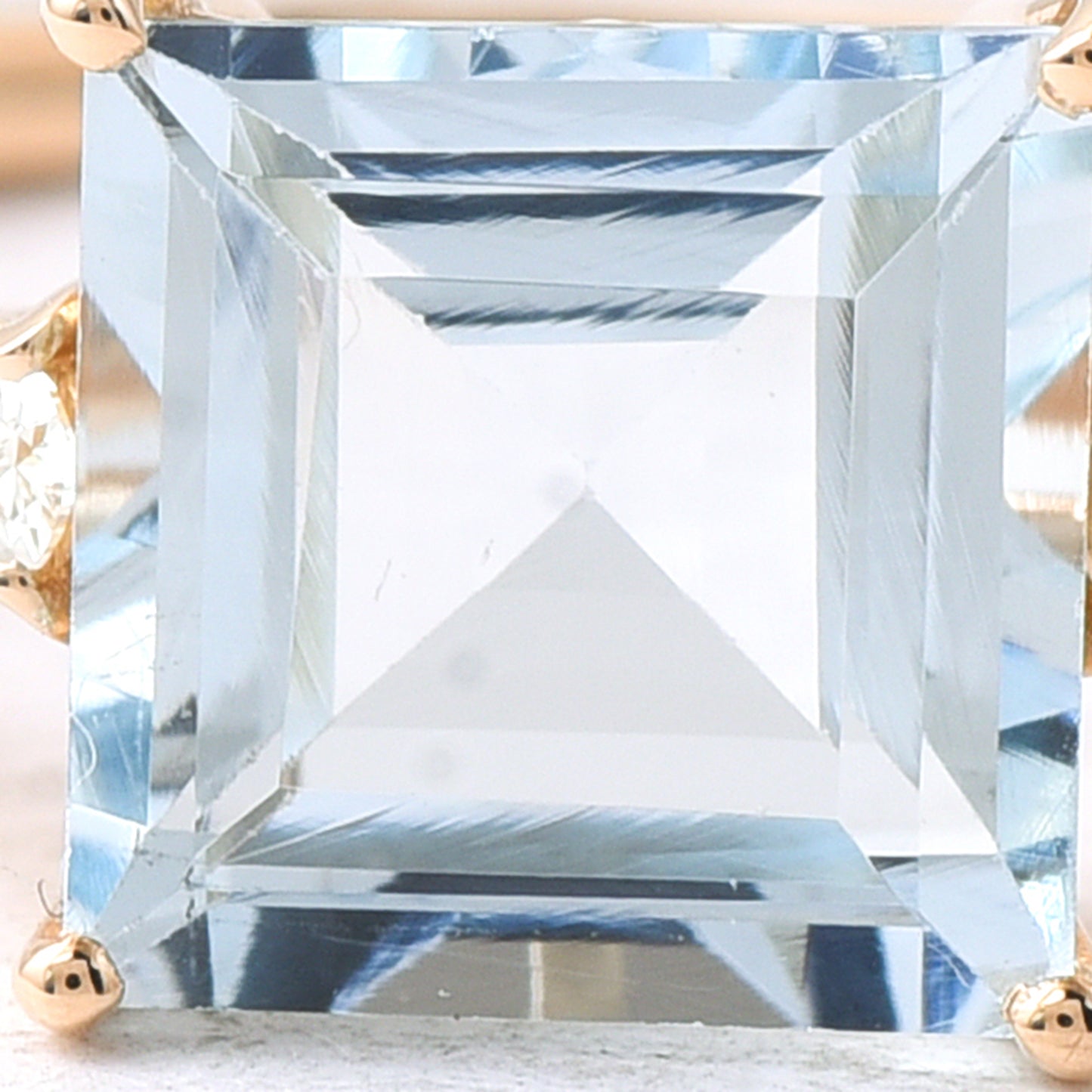 1.65 Ct Square Step Cut Natural Aquamarine 14K Gold Ring