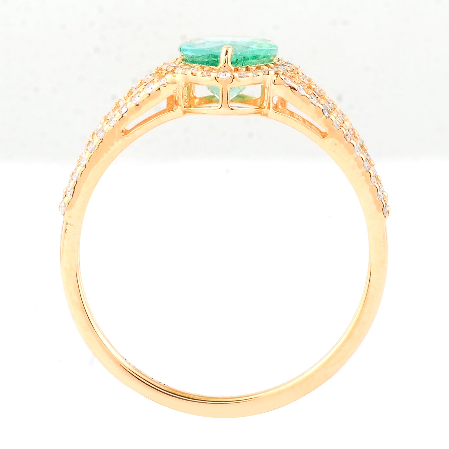 1.15 Ct Pear Mixed Cut Natural Emerald 14K Gold Ring