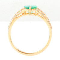 1.15 Ct Pear Mixed Cut Natural Emerald 14K Gold Ring