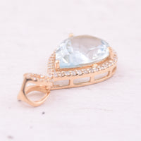 2.41 Ct Pear Mixed Cut Natural Aquamarine 14K Gold Pendant
