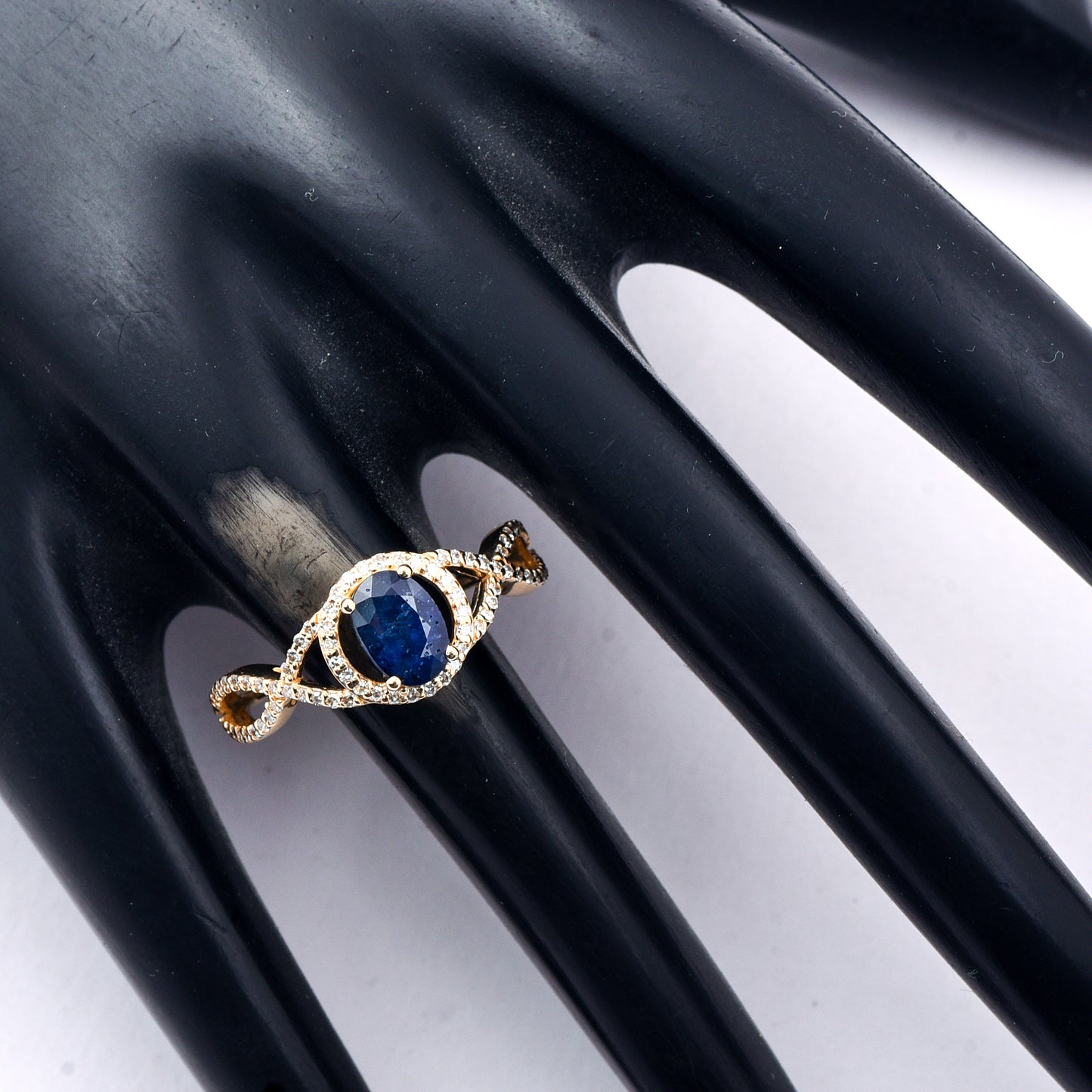 1.34 Ct Oval Mixed Cut Natural Sapphire 14K Gold Ring