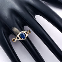1.34 Ct Oval Mixed Cut Natural Sapphire 14K Gold Ring