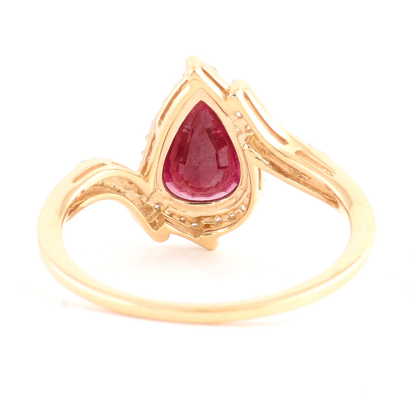 1.44 Ct Pear Mixed Cut Natural Corundum Ruby 14K Gold Ring