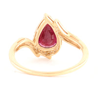1.44 Ct Pear Mixed Cut Natural Corundum Ruby 14K Gold Ring