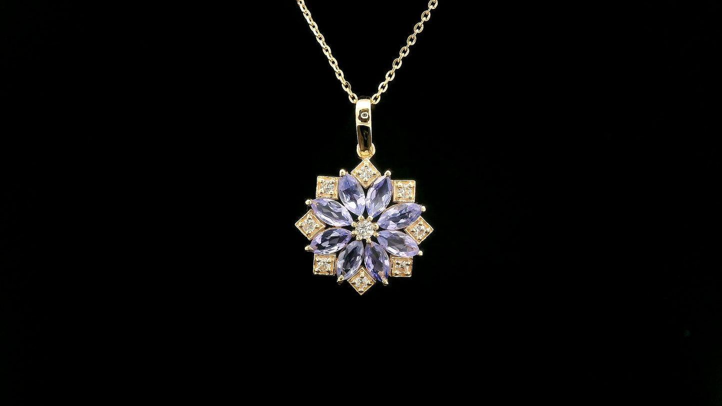 1.30 Ct Marquise Tanzanite 14K Gold Pendant