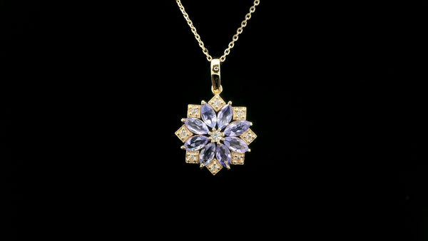 1.30 Ct Marquise Tanzanite 14K Gold Pendant