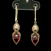 5.41 Ct Pear Mixed Cut Lab Grown Ruby 14K Gold Earrings