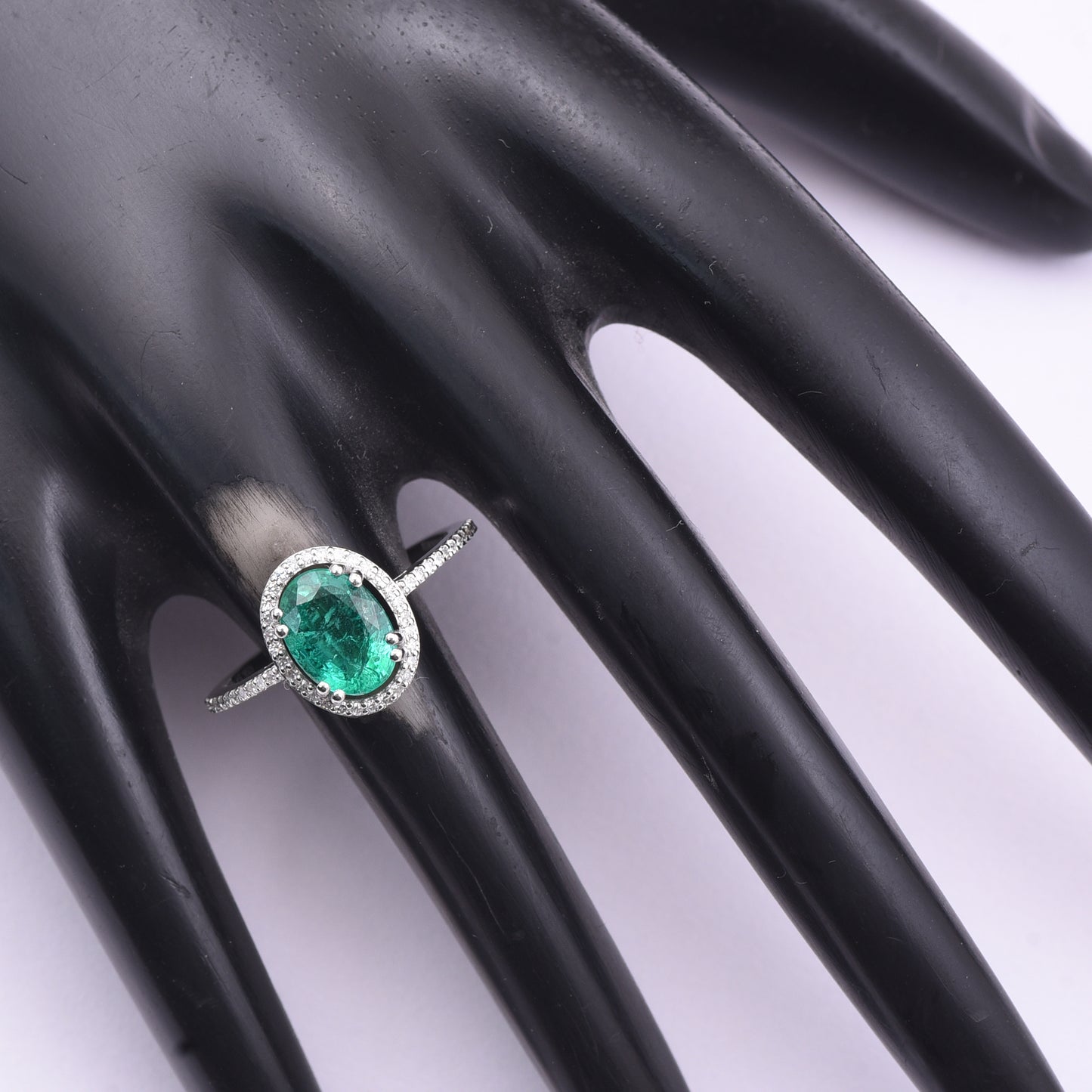 1.64 Ct Oval Mixed Cut Natural Emerald 950 Platinum Ring