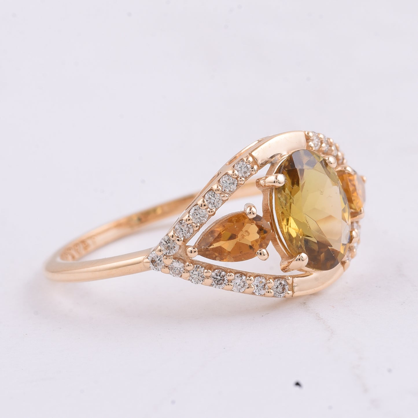 1.67 Ct Oval, Pear Natural Tourmaline 14K Gold Ring